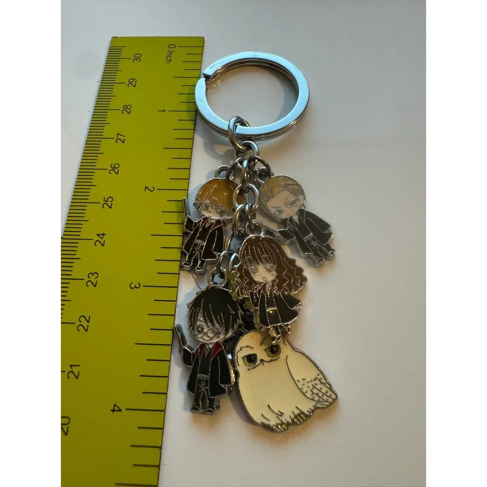 Harry Potter Chibi Enamel Charm Keychain Harry Hermione Ron Draco Hedwig Silver